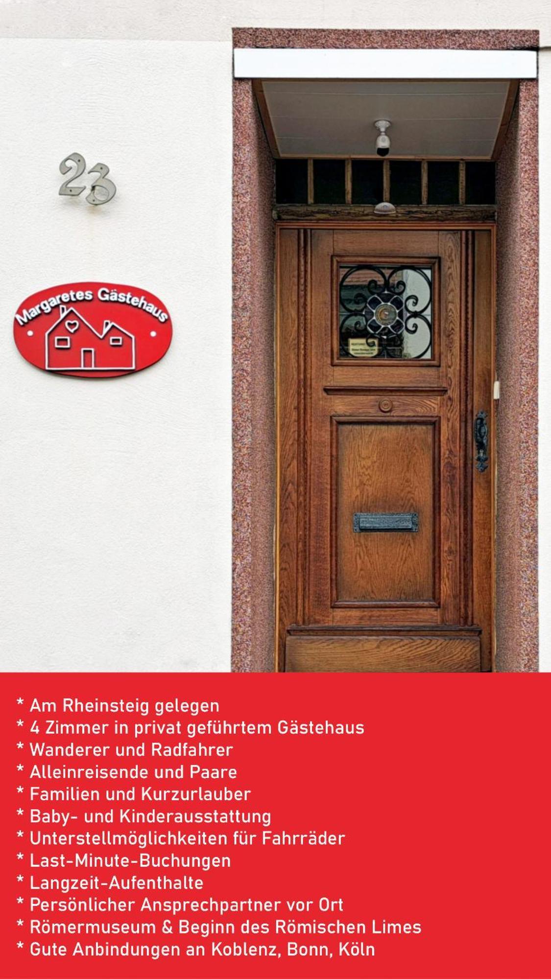 Margaretes Gaestehaus Am Rheinsteig Wanderer Radfahrer Familien Business-Reisende Wlan Gratis Rheinbrohl Exterior foto